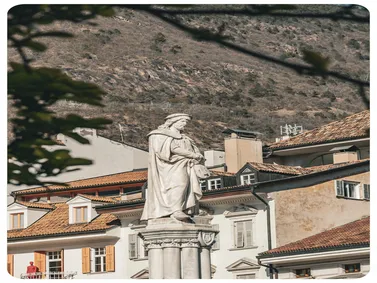 Tyrolean-style arcades in Bolzano's old town - View gallery of the gateway to the Dolomites.
