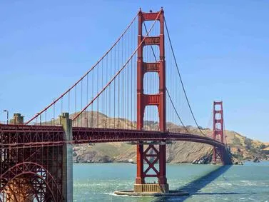 California Travel Guide: Golden Gate Bridge with scenic coastal views.